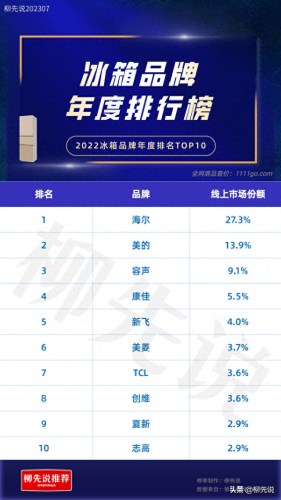 中国十大冰箱质量排行榜名单最新(双开门冰箱十大排名)