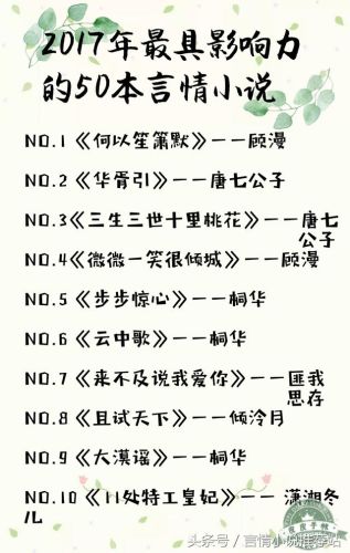 2017年言情排行榜(2018最热门小说言情)插图