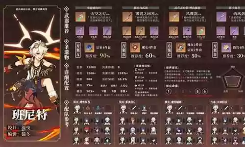 班尼特圣遗物武器阵容搭配