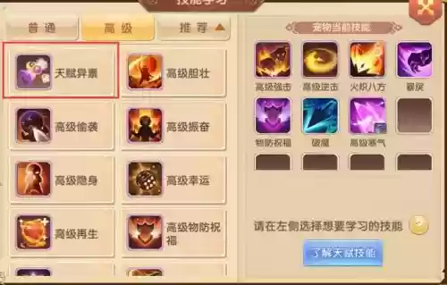 宠物天生技能怎么弄