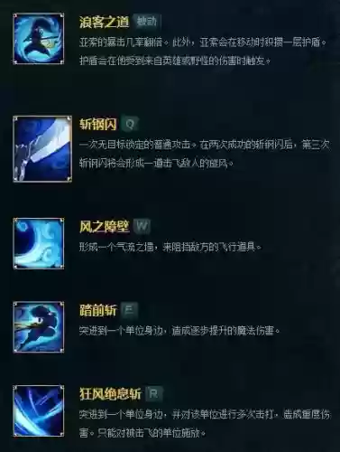 英雄联盟亚索技能名字大全，亚索技能介绍插图1